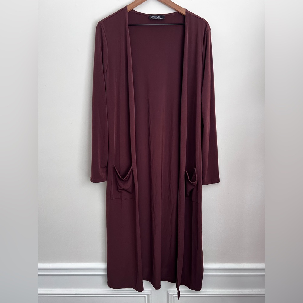 Brigitte Brianna Lifestyle Cardigan Duster Longline Slinky burgundy Relaxed M